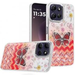 Moto G Power 5G 2026/2025 Resin Epoxy Design Diamond Metal Edged Hybrid Case - F