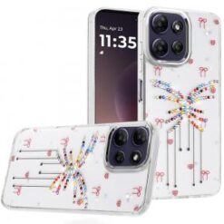 Moto G Power 5G 2026/2025 Resin Epoxy Design Diamond Metal Edged Hybrid Case - J