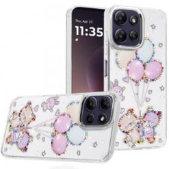 Moto G Power 5G 2026/2025 Resin Epoxy Design Diamond Metal Edged Hybrid Case - K