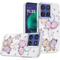 Moto G Stylus 5G 2026/2025 Resin Epoxy Design Diamond Metal Edged Hybrid Case - K