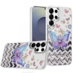 Samsung s26 Ultra Resin Epoxy Design Diamond Metal Edged Hybrid Case - A