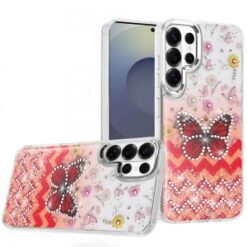 Samsung s26 Ultra Resin Epoxy Design Diamond Metal Edged Hybrid Case - F