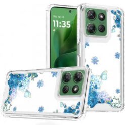 Moto G Power 5G 2026/2025 Beautiful TPU Designs Case Case - Blue Floral Cascade with Sparkles