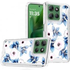 Moto G Power 5G 2026/2025 Beautiful TPU Designs Case Case - Blue Leaves and Pink Florals