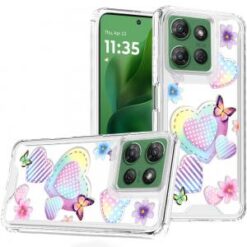 Moto G Power 5G 2026/2025 Beautiful TPU Designs Case Case - Pastel Hearts with Butterflies