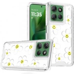 Moto G Power 5G 2026/2025 Beautiful TPU Designs Case Case - White Daisies with Yellow Smiley Fac