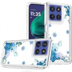 Moto G Stylus 5G 2026/2025 Beautiful TPU Designs Case Case - Blue Floral Cascade with Sparkles