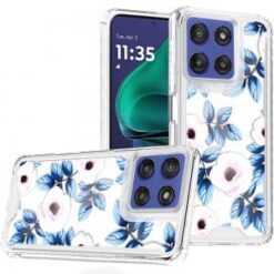 Moto G Stylus 5G 2026/2025 Beautiful TPU Designs Case Case - Blue Leaves and Pink Florals