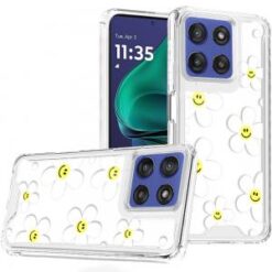 Moto G Stylus 5G 2026/2025 Beautiful TPU Designs Case Case - White Daisies with Yellow Smiley Fa