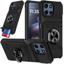 For Moto G 5G 2025/2026 / G PLAY 2026 Multi-Functional 2X Card Slot Shockproof Metal Ring Hybrid Cas