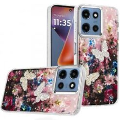 For Moto G 5G 2025/2026 - G Play 2026 - Epoxy Glitter Butterfly Ornaments Design HQ Metal Buttons Hy