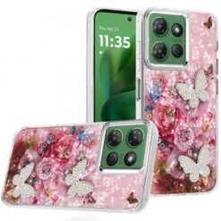 Moto G Power 2026/2025 Epoxy Glitter Butterfly Ornaments Design HQ Metal Buttons Hybrid - 2