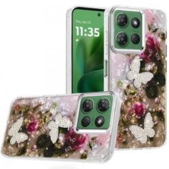 Moto G Power 2026/2025 Epoxy Glitter Butterfly Ornaments Design HQ Metal Buttons Hybrid - 3