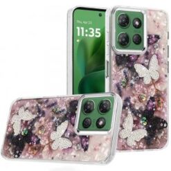 Moto G Power 2026/2025 Epoxy Glitter Butterfly Ornaments Design HQ Metal Buttons Hybrid - 5