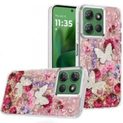 Moto G Power 2026/2025 Epoxy Glitter Butterfly Ornaments Design HQ Metal Buttons Hybrid - 7