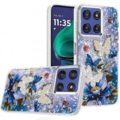 Moto G Stylus 5G 2026/2025 Epoxy Glitter Butterfly Ornaments Design HQ Metal Buttons Hybrid - 1