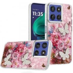 Moto G Stylus 5G 2026/2025 Epoxy Glitter Butterfly Ornaments Design HQ Metal Buttons Hybrid - 2