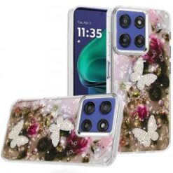 Moto G Stylus 5G 2026/2025 Epoxy Glitter Butterfly Ornaments Design HQ Metal Buttons Hybrid - 3