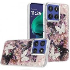 Moto G Stylus 5G 2026/2025 Epoxy Glitter Butterfly Ornaments Design HQ Metal Buttons Hybrid - 5