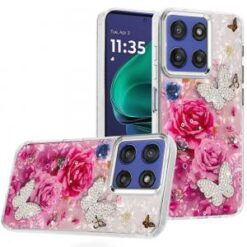 Moto G Stylus 5G 2026/2025 Epoxy Glitter Butterfly Ornaments Design HQ Metal Buttons Hybrid - 6