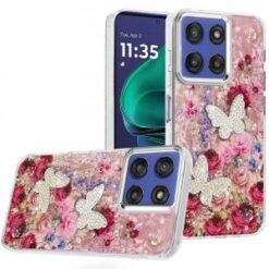 Moto G Stylus 5G 2026/2025 Epoxy Glitter Butterfly Ornaments Design HQ Metal Buttons Hybrid - 7