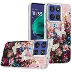 Moto G Stylus 5G 2026/2025 Epoxy Glitter Butterfly Ornaments Design HQ Metal Buttons Hybrid - 8