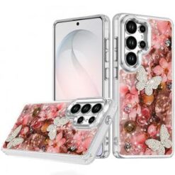 Samsung s26 Ultra Epoxy Glitter Butterfly Ornaments Design HQ Metal Buttons Hybrid - 6