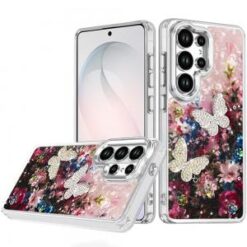 Samsung s26 Ultra Epoxy Glitter Butterfly Ornaments Design HQ Metal Buttons Hybrid - 8
