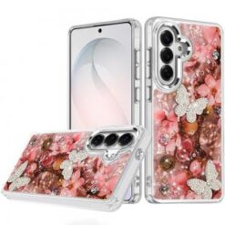 Samsung s26 Epoxy Glitter Butterfly Ornaments Design HQ Metal Buttons Hybrid - 4