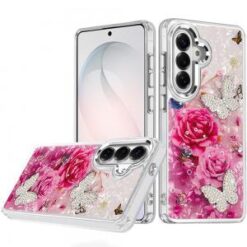 Samsung s26 Epoxy Glitter Butterfly Ornaments Design HQ Metal Buttons Hybrid - 6