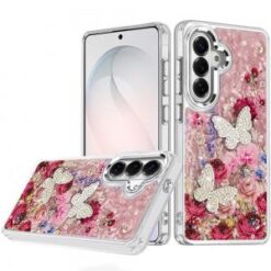 Samsung s26 Epoxy Glitter Butterfly Ornaments Design HQ Metal Buttons Hybrid - 7