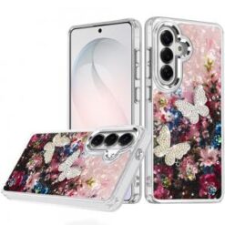 Samsung s26 Epoxy Glitter Butterfly Ornaments Design HQ Metal Buttons Hybrid - 8