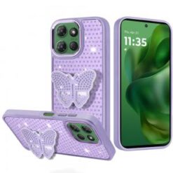 Moto G Power 2026/2025 Butterfly Moveable Grip Stand With Small Diamonds Meta Buttons HQ Hybrid