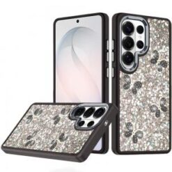 Samsung s26 Ultra Cute Butterfly Ornaments Diamonds Shimmer Matching Metallic HQ Hybrid - Black