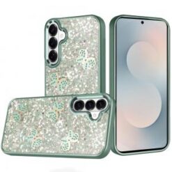 Samsung s26 Cute Butterfly Ornaments Diamonds Shimmer Matching Metallic HQ Hybrid - Teal