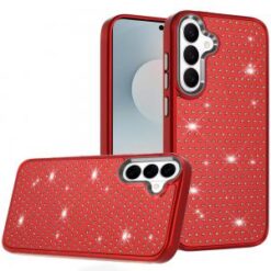 Samsung s26 Plus Beautiful Diamond Metallic Design Metal Chrome Plusd Hybrid - Red