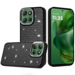 Moto G Power 2026/2025 Beautiful Diamond Metallic Design Metal Chrome Edged Hybrid - Black