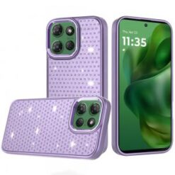 Moto G Power 2026/2025 Beautiful Diamond Metallic Design Metal Chrome Edged Hybrid - Purple