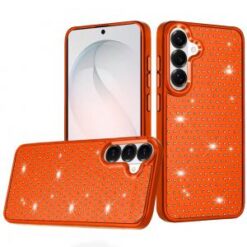 Samsung s26 Beautiful Diamond Metallic Design Metal Chrome Edged Hybrid - Cosmic Orange