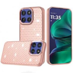 Moto G Stylus 5G 2026/2025 Beautiful Diamond Metallic Design Metal Chrome Edged Hybrid - Rose Go