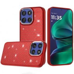 Moto G Stylus 5G 2026/2025 Beautiful Diamond Metallic Design Metal Chrome Edged Hybrid - Red