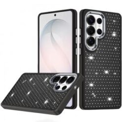 Samsung s26 Ultra Beautiful Diamond Metallic Design Metal Chrome Edged Hybrid - Black