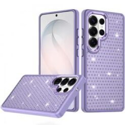 Samsung s26 Ultra Beautiful Diamond Metallic Design Metal Chrome Edged Hybrid - Purple