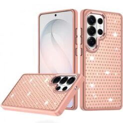 Samsung s26 Ultra Beautiful Diamond Metallic Design Metal Chrome Edged Hybrid - Rose Gold