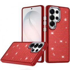 Samsung s26 Ultra Beautiful Diamond Metallic Design Metal Chrome Edged Hybrid - Red