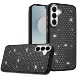 Samsung s26 Beautiful Diamond Metallic Design Metal Chrome Edged Hybrid - Black