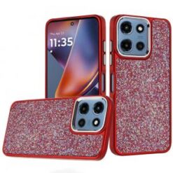 For Moto G 5G 2025/2026 - G Play 2026 - Crystal Glass Diamond with Metallic Buttons and Edges Hybrid