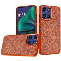 Moto G Stylus 5G 2026/2025 Crystal Glass Diamond with Metallic Buttons and Edges Hybrid Case - C