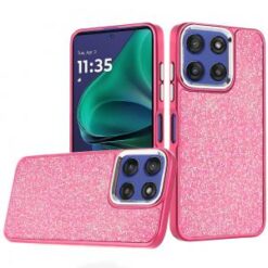 Moto G Stylus 5G 2026/2025 Crystal Glass Diamond with Metallic Buttons and Edges Hybrid Case - H