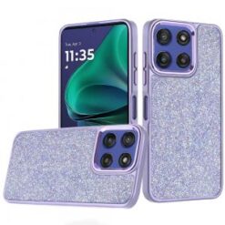 Moto G Stylus 5G 2026/2025 Crystal Glass Diamond with Metallic Buttons and Edges Hybrid Case - D